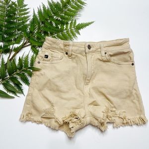Kancan distressed high waisted off white/sand denim shorts